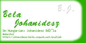 bela johanidesz business card